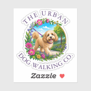 Cockapoo Dog Walking Day Care Vinyl Sticker