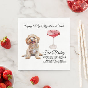 Cockapoo Dog Wedding Signature Drink Napkin