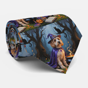 Cockapoo Dog Whimsical Halloween Painting Tie