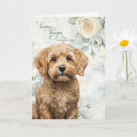 Cockapoo Dog White Roses and Sage Green Get Well