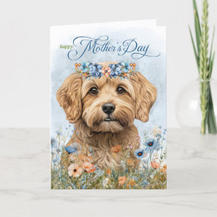 Cockapoo Dog Wildflowers Mother's Day Holiday Card