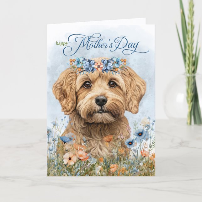Cockapoo Dog Wildflowers Mother's Day Holiday Card (Front)