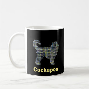Cockapoo Dog Yellow & Black Grid Line Coffee Mug