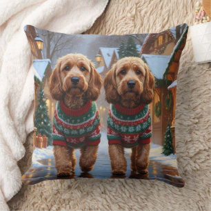Cockapoo Dogs Christmas Snow Holiday Cushion
