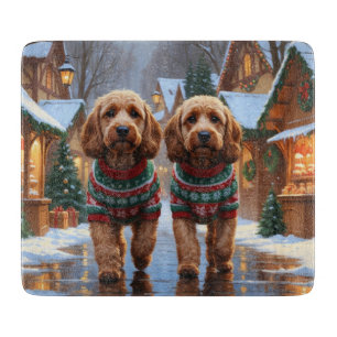 Cockapoo Dogs Christmas Snow Holiday Cutting Board