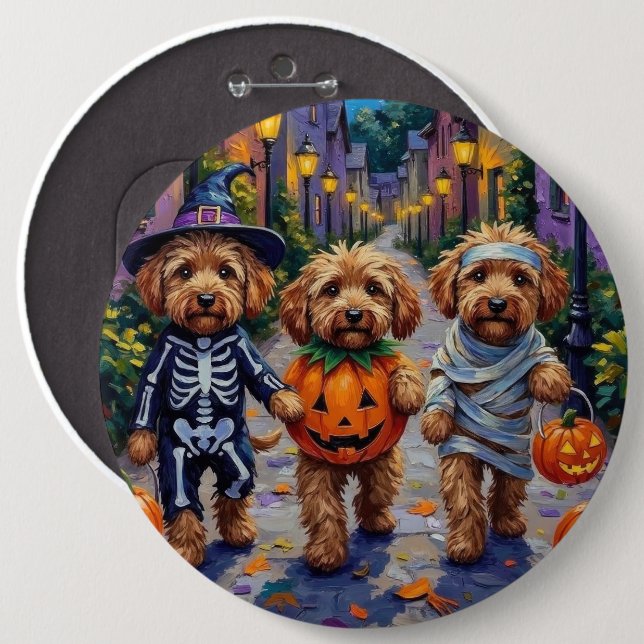Cockapoo Dogs Trick-or-Treating Halloween Costume 6 Cm Round Badge (Front & Back)