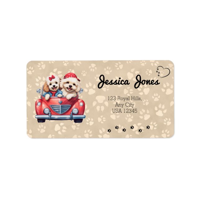 Cockapoo Doodle Dog Puppy Breed Paw Prints Custom  Label (Front)