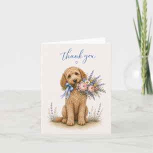 Cockapoo Flower Bouquet Thank You Card