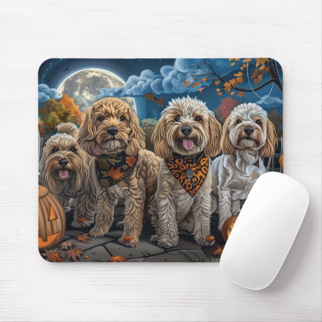 Cockapoo Halloween Spooky Mouse Mat (With Mouse)