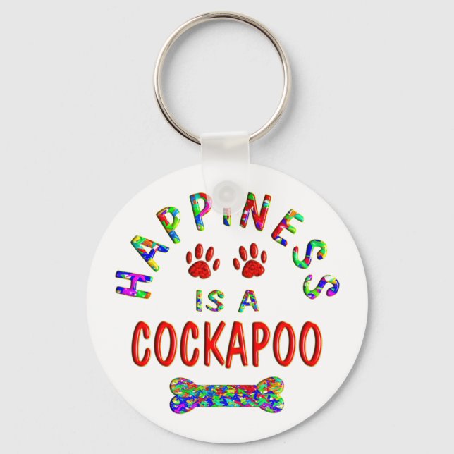 Cockapoo Happiness Key Ring (Front)