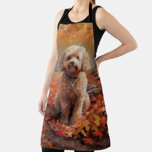 Cockapoo in Autumn Leaves Fall Inspire Apron