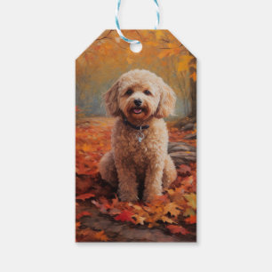 Cockapoo in Autumn Leaves Fall Inspire Gift Tags
