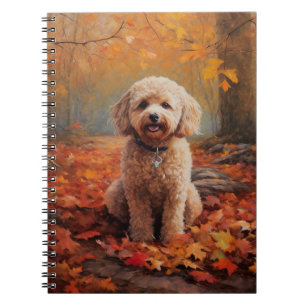 Cockapoo in Autumn Leaves Fall Inspire Notebook