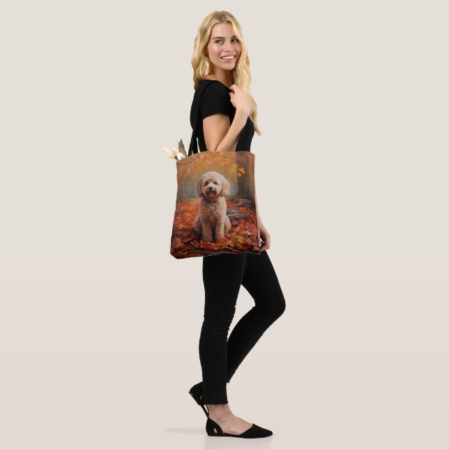 Cockapoo in Autumn Leaves Fall Inspire Tote Bag (On Model)