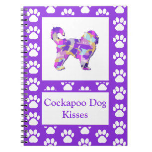 Cockapoo Kisses Cute Dog Silhouette PurplePY&B Notebook