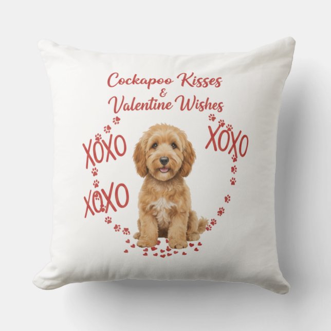Cockapoo Kisses Valentine Wishes Dog Lover Cushion (Front)
