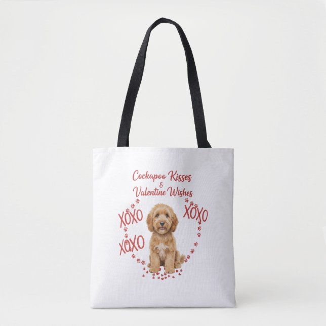Cockapoo Kisses Valentine Wishes Dog Lover Tote Bag (Front)