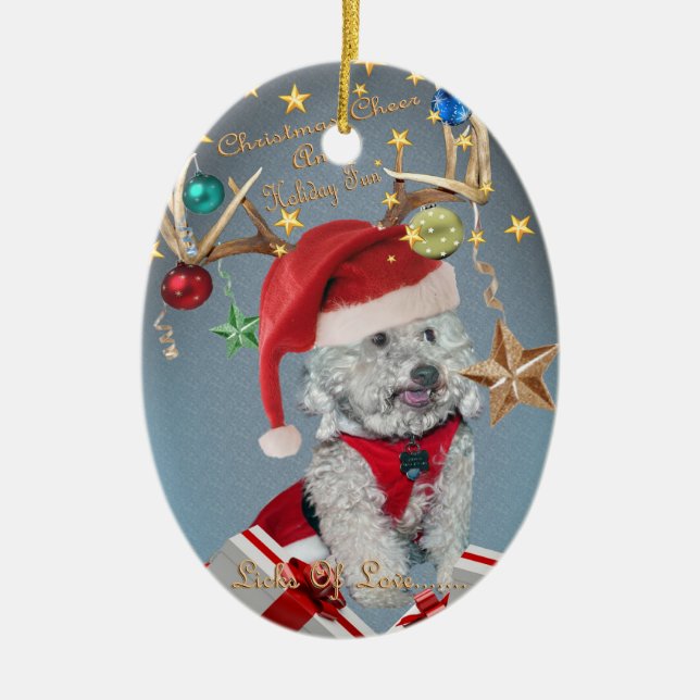 Cockapoo Licks of Christmas Love Ornament (Front)