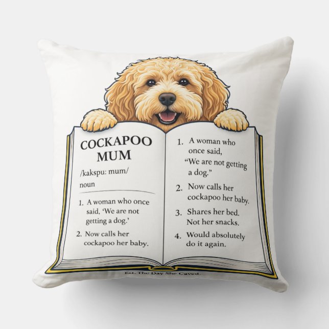 Cockapoo Mum Definition Gift | Funny Dog Mum Desig Cushion (Front)