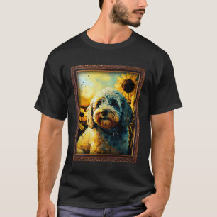 Cockapoo Painting Sunflower Flower Mum Women Flora T-Shirt