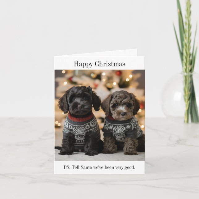 Cockapoo Puppies Christmas Card (Front)
