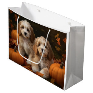 Cockapoo Puppy Autumn Delight Pumpkin  Large Gift Bag