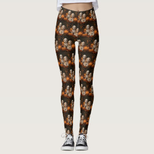 Cockapoo Puppy Autumn Delight Pumpkin  Leggings