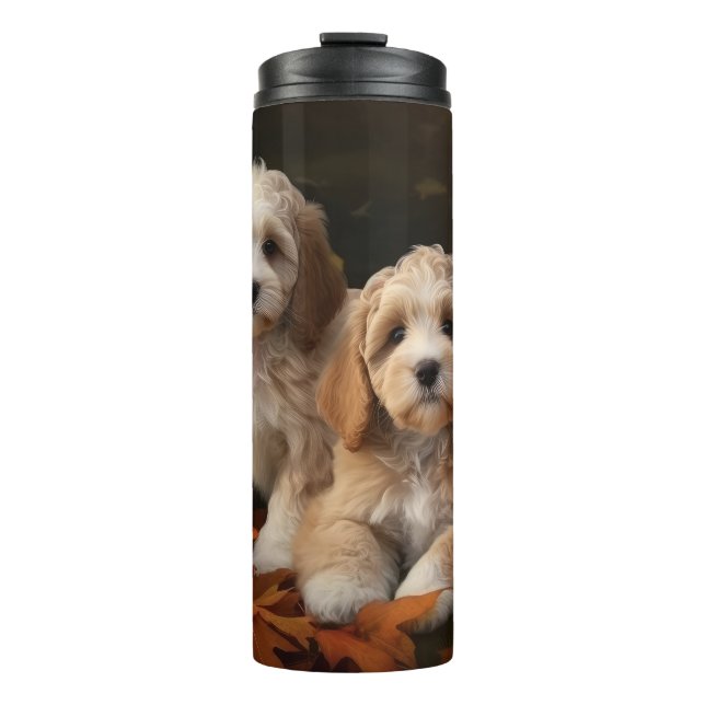 Cockapoo Puppy Autumn Delight Pumpkin  Thermal Tumbler (Front)