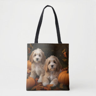 Cockapoo Puppy Autumn Delight Pumpkin  Tote Bag