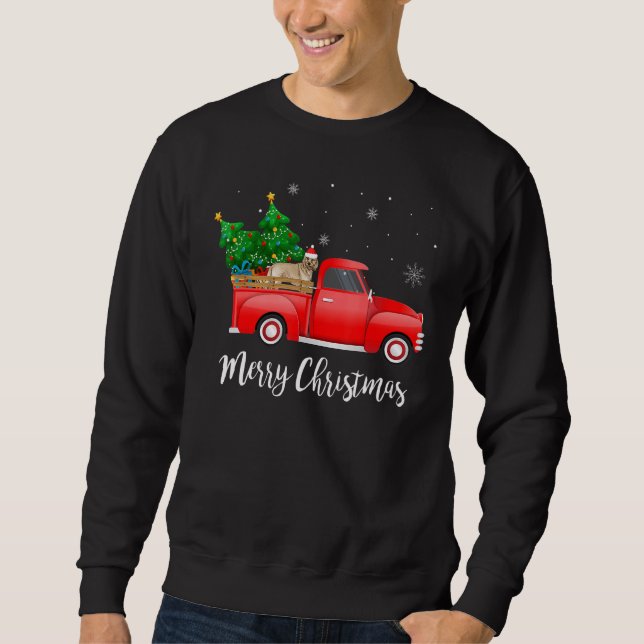 Cockapoo Red Truck Christmas Tree Xmas Dog Sweatshirt (Front)