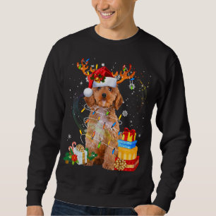 Cockapoo Reindeer Christmas Lights Funny Dog Xmas  Sweatshirt
