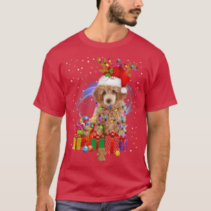 Cockapoo Reindeer Christmas Lights Funny Dog Xmas  T-Shirt
