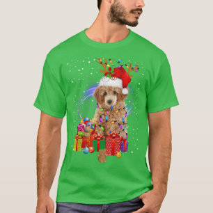 Cockapoo Reindeer Christmas Lights Funny Dog Xmas T-Shirt