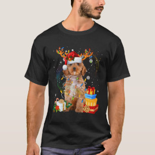 Cockapoo Reindeer Christmas Lights Funny Dog Xmas  T-Shirt