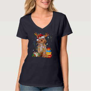 Cockapoo Reindeer Christmas Lights Funny Dog Xmas T-Shirt