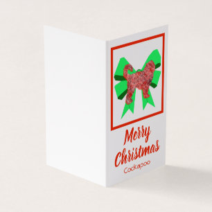 Cockapoo Silhouette Christmas Dog & Green Bow Tag