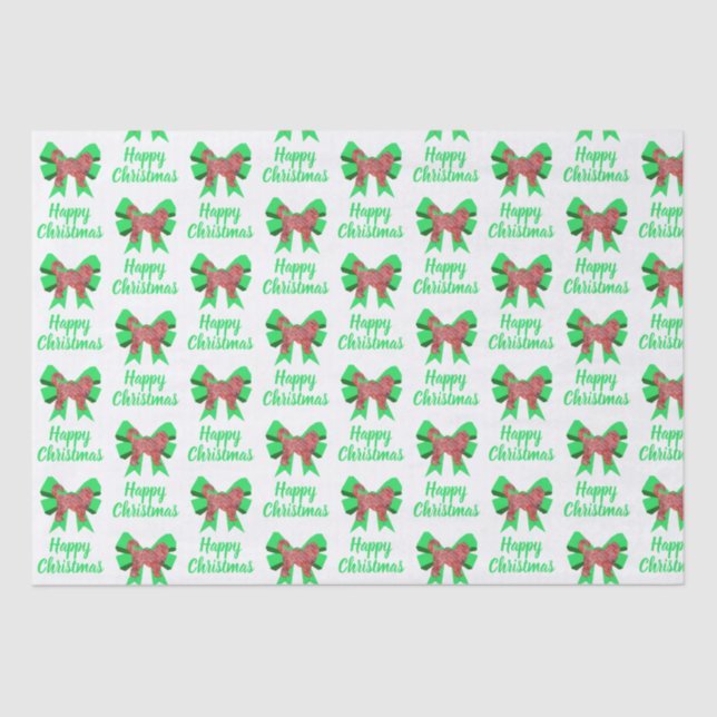 Cockapoo Silhouette Red Christmas Dog & Bow White Tissue Paper (Front)