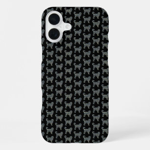 Cockapoo Silhouette Yellow & Black Grid iPhone 16 Plus Case