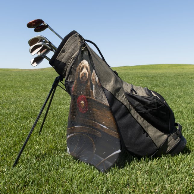 Cockapoo Snowy Sleigh Christmas Decor    Golf Towel (Green)