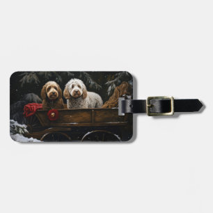 Cockapoo Snowy Sleigh Christmas Decor    Luggage Tag