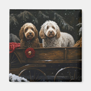 Cockapoo Snowy Sleigh Christmas Decor    Magnet