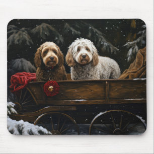 Cockapoo Snowy Sleigh Christmas Decor Mouse Mat