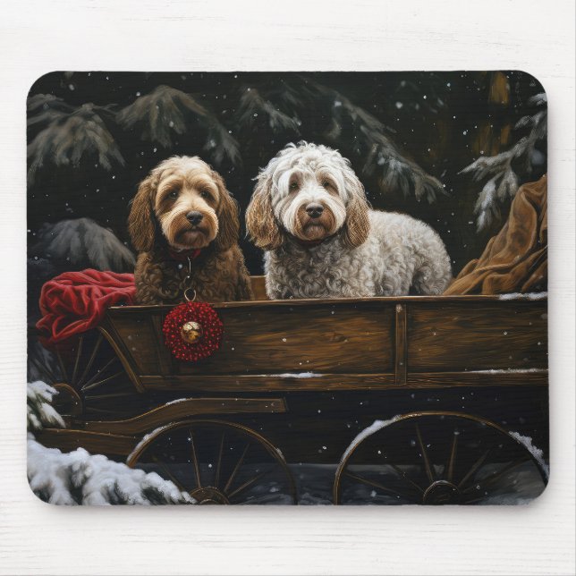 Cockapoo Snowy Sleigh Christmas Decor    Mouse Mat (Front)