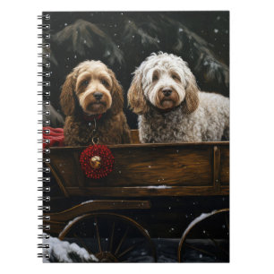 Cockapoo Snowy Sleigh Christmas Decor Notebook