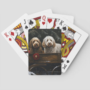 Cockapoo Snowy Sleigh Christmas Decor    Playing Cards