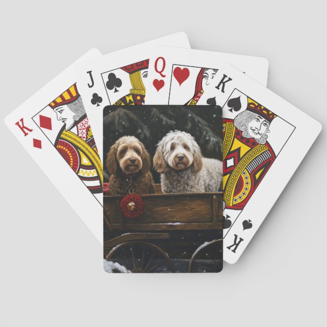 Cockapoo Snowy Sleigh Christmas Decor    Playing Cards (Back)