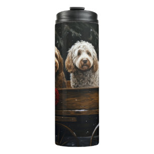 Cockapoo Snowy Sleigh Christmas Decor Thermal Tumbler