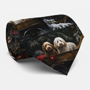 Cockapoo Snowy Sleigh Christmas Decor    Tie