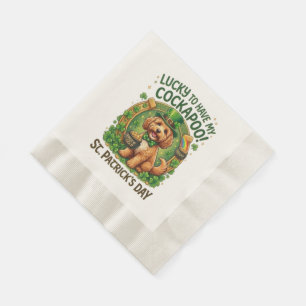 Cockapoo St Patrick's Day Lucky Dog Pot of Gold Napkin