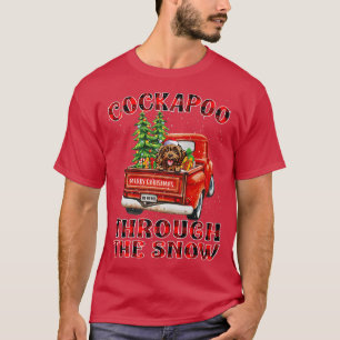 Cockapoo Through The Snow Christmas Truck Plaid Re T-Shirt